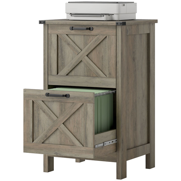 Hivvago Rustic 2-Drawer Vertical Filing Cabinet for Home or Office