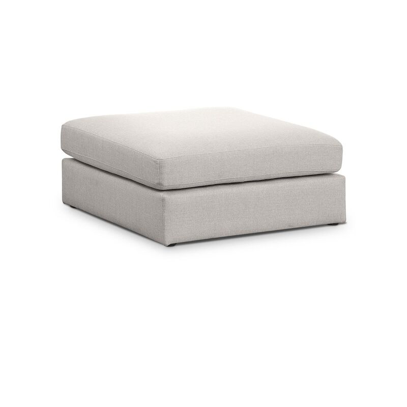 Meridian Furniture Beckham Beige Durable Linen Textured Fabric Ottoman