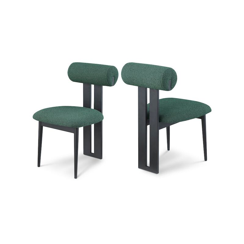 Meridian Furniture Dario Green Boucle Fabric Dining Chair, Set of 2
