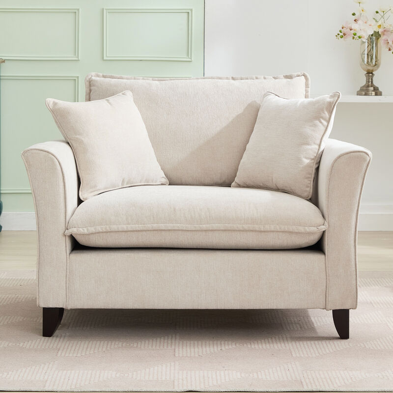 Merax Chenille Fabric Accent Armchair Single Sofa with Pillow for Living Room image number 2