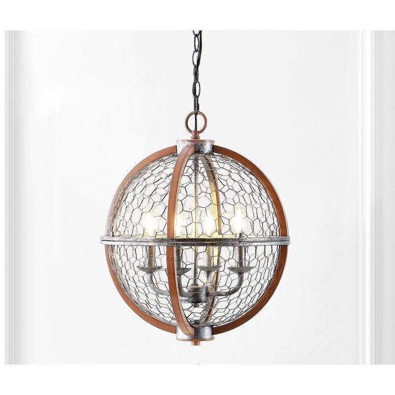 Gaines 4-Light Adjustable Iron Rustic Industrial LED Pendant