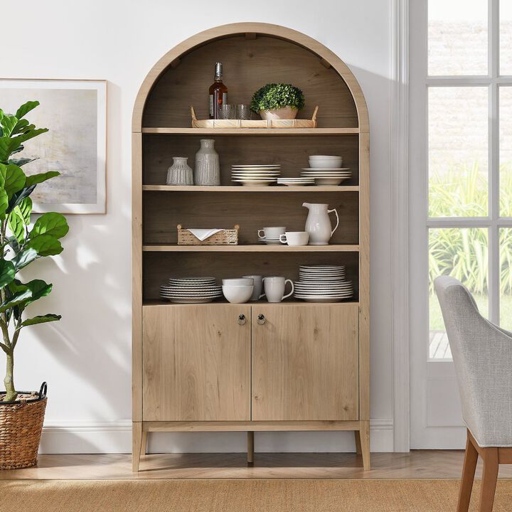 Nolan 74" Tall Wide Arched Storage Display Cabinet Bookshelf