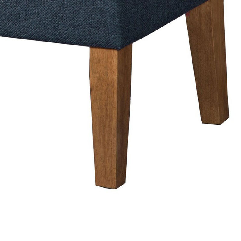 Fabric Upholstered Wooden Bench with Lift Top Storage, Navy Blue image number 4