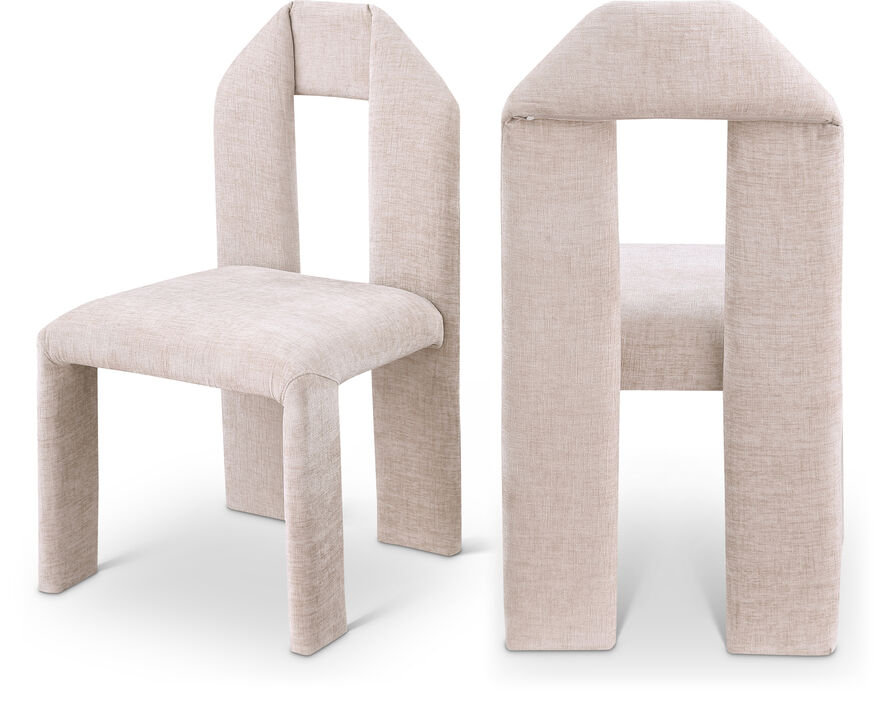 Meridian Furniture Bennett Beige Chenille Fabric Dining Chair, Set of 2