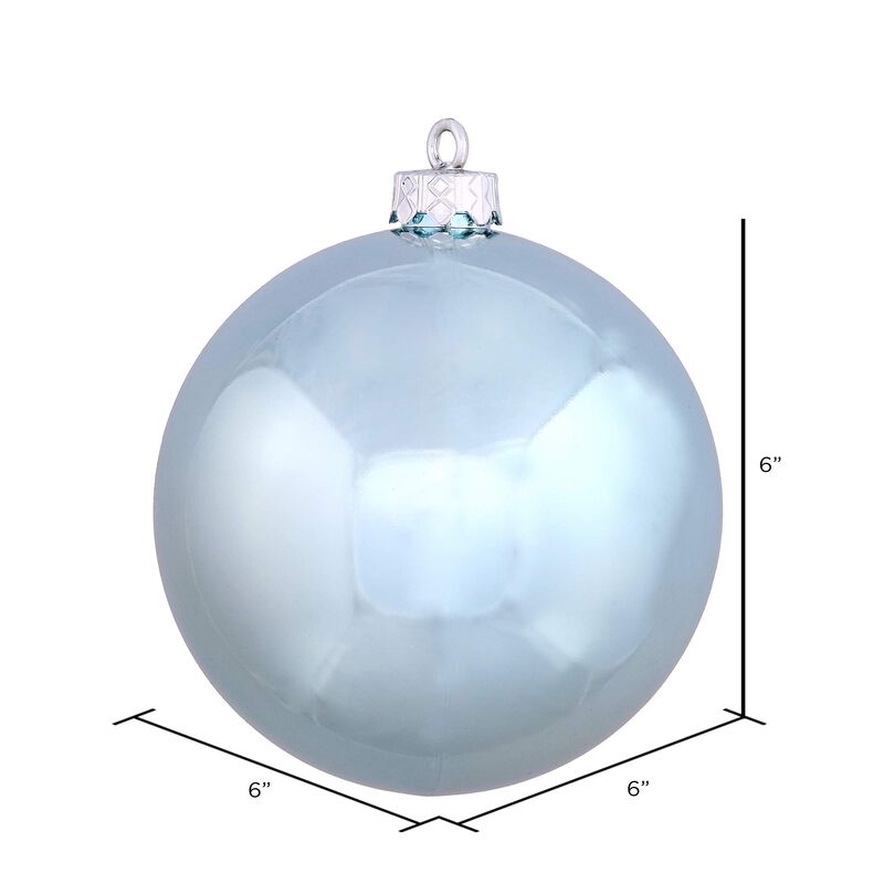 Vickerman Candy Finish Shatterproof Christmas Ball Ornament, UV Resistant with Drilled Cap, 4 per Bag, 6", Baby Blue image number 4