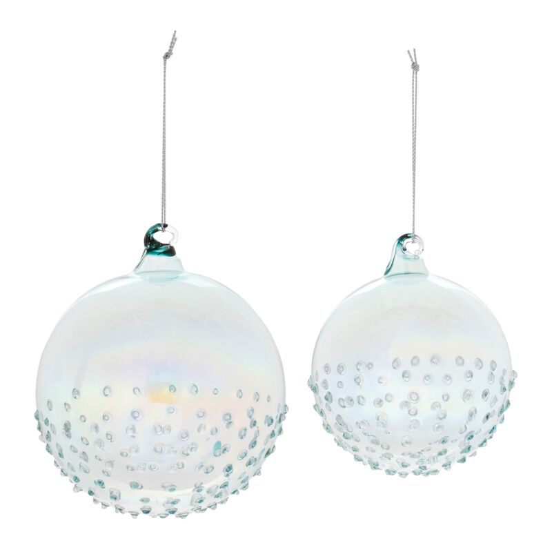 Set of 12 Iridescent Glass Ornaments – Round Christmas Tree Baubles with Light-Reflecting Finish for Elegant Holiday Display