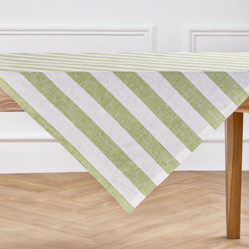 Solino Home 100% Pure Linen Table Throw - Cabana Stripe