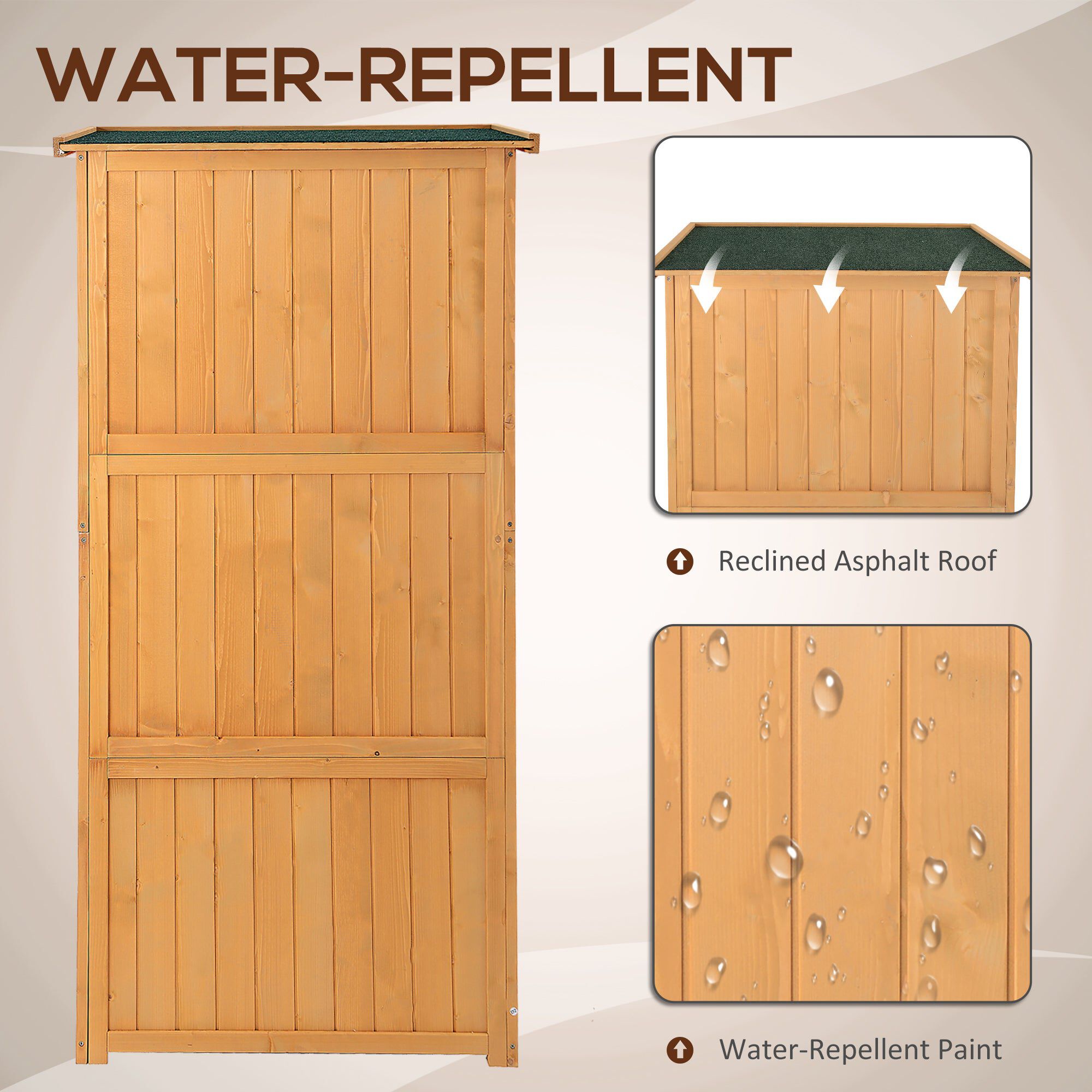 Natural Wood Storage: 3x5 ft Wooden Garden Shed with Lockable Doors