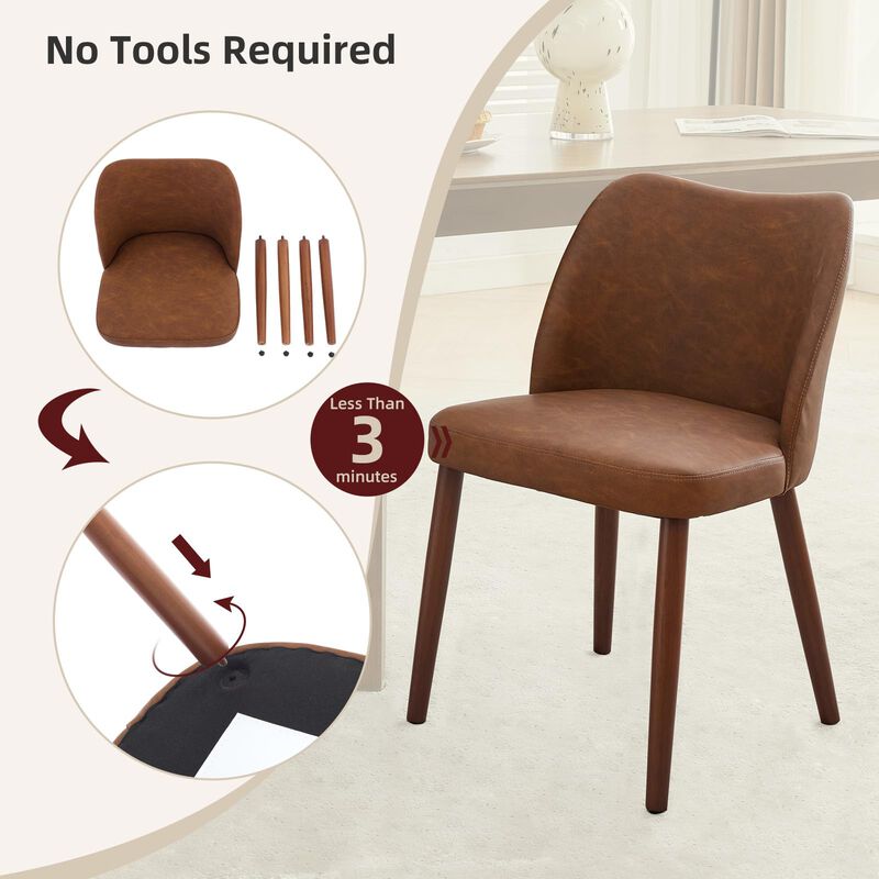 2 Pack Modern Wingback Dining Chairs, Linen Fabric Thick Cushion High Back Chairs with Rubberwood Legs for Home Dining Use image number 5