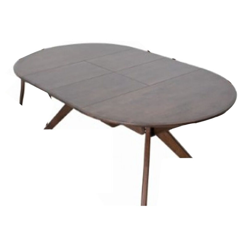 Mikie 47-79 Inch Dining Table, Extendable Brown Full Solid Wood Top - Benzara