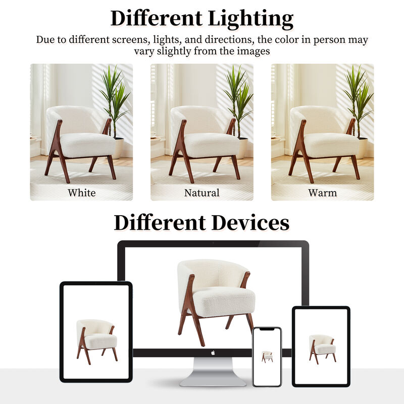 Merax Solid Wood A-Frame Armchair with Wrap-Around Backrest & Thick Cushion image number 7