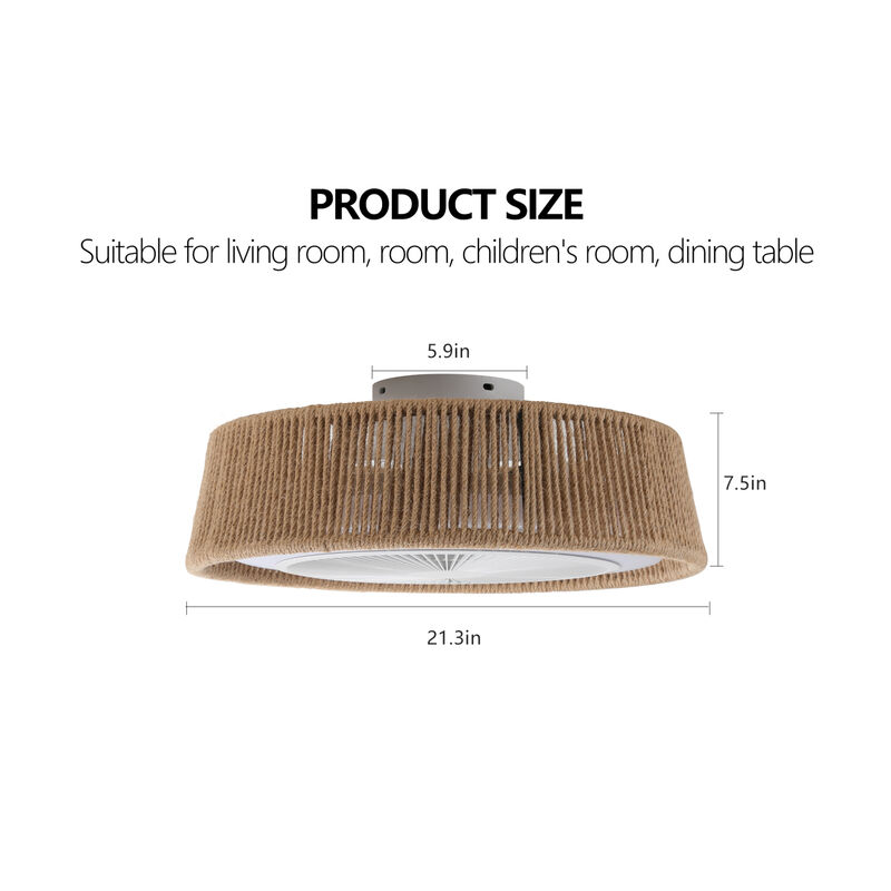 ELEMENT ACE Bohemian Braided Ceiling Fan Light with Silent Remote Control and Adjustable Color Temperature image number 2