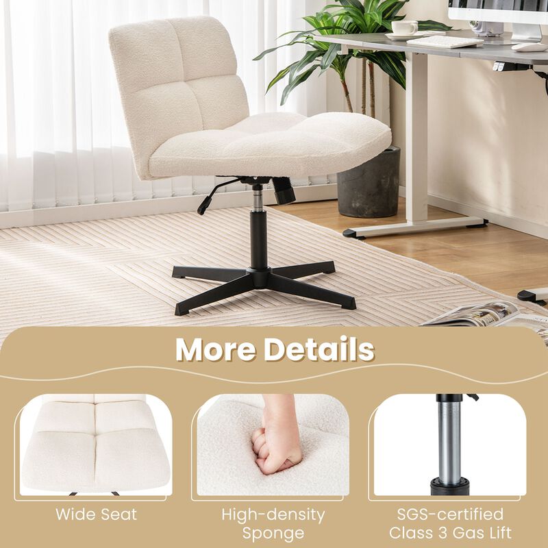 Costway Cross Legged Office Chair  Armless Office Desk Chair with Imitation Lamb Fleece