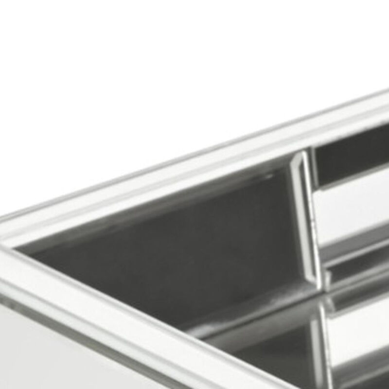 HomeRoots 16" Silver Mirrored Glass Serving Tray With Handles image number 2