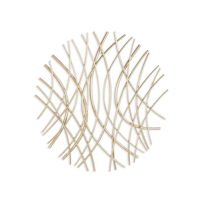 HomeRoots 24" X 24" Gold Metal Circle Abstract Hanging Dimensional Sculpture image number 2