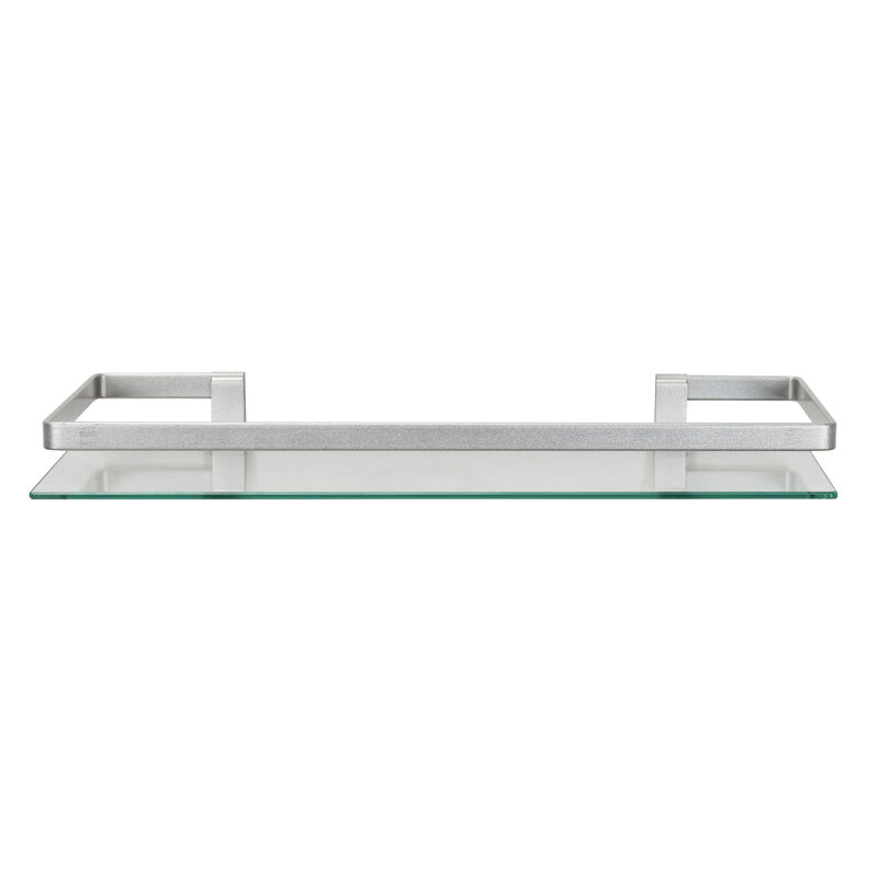 Floating Wall Mount Tempered Glass Bathroom Shelf with Brushed Chrome Rail