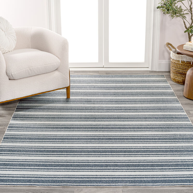 Fawning Two-Tone Striped Classic Low-Pile Machine-Washable Area Rug