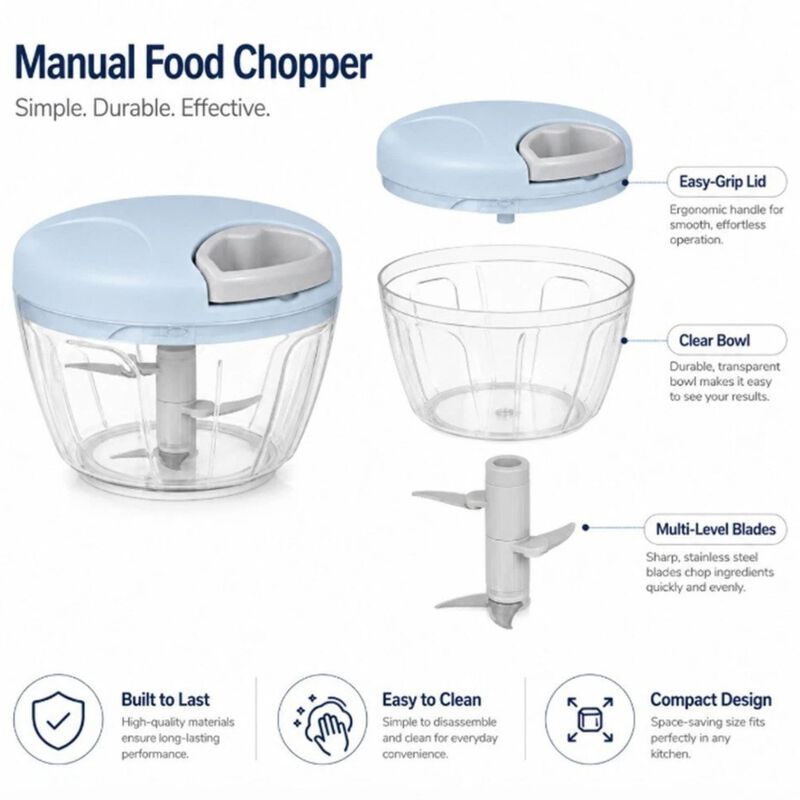 Manual Food Chopper with Pull String image number 1