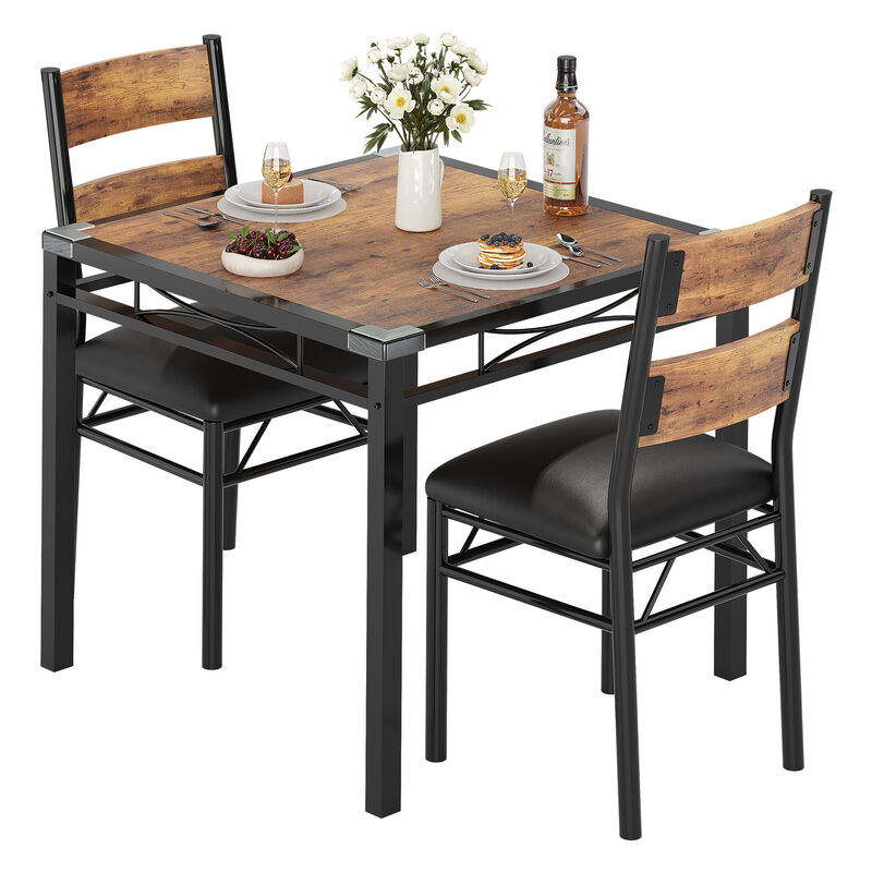 Space Saving 3-Piece Dining Table Set. Sturdy Wood Table & Padded Chairs with Corner Guards. Compact Design for Apartment Kitchen Breakfast Nook image number 0