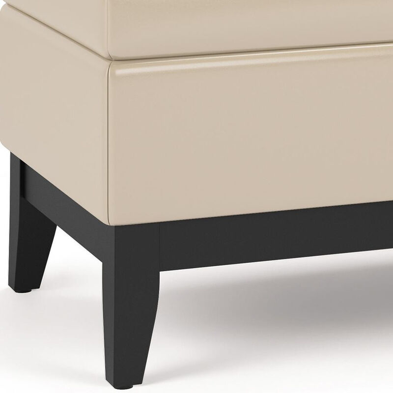 HomeRoots 42" Black and Dark Brown Tufted Faux Leather and Solid Wood Upholstered Storage Bench With Tray image number 5