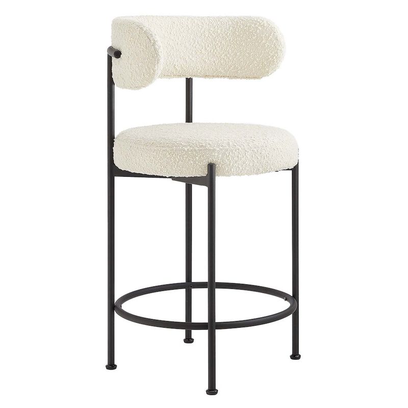 Modway EEI-6518-IVO-BLK Albie Boucle Fabric Counter Stools - Set of 2, Ivory Black image number 3