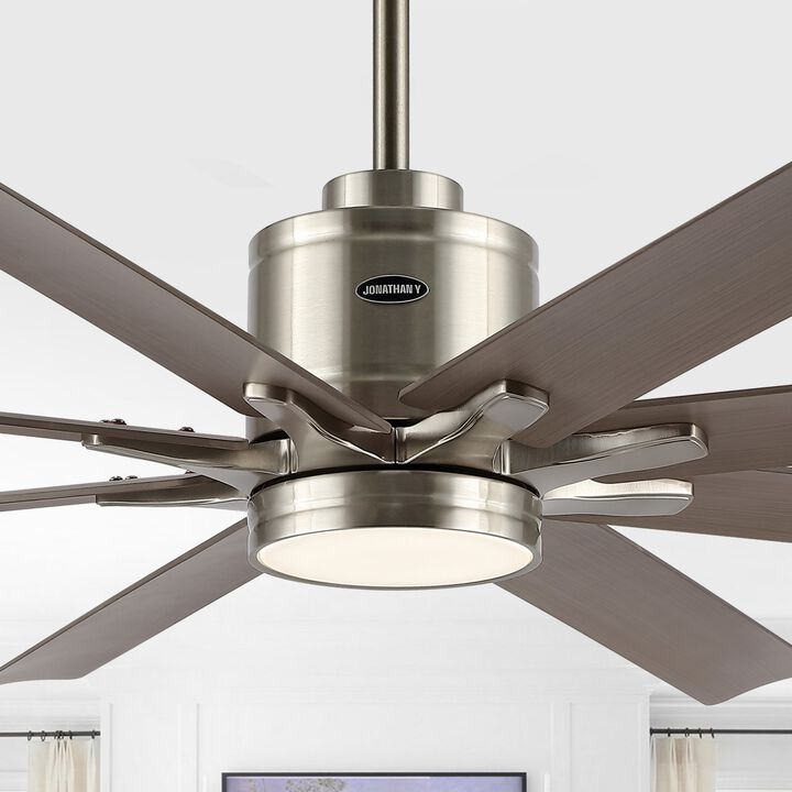 Octo Contemporary Industrial Iron/Plastic Ceiling Fan with Integrated LED Light