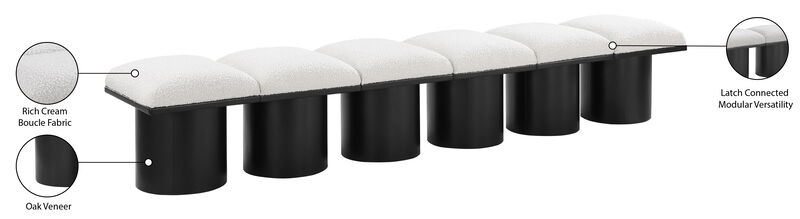 Meridian Furniture Pavilion Cream Boucle Fabric Bench