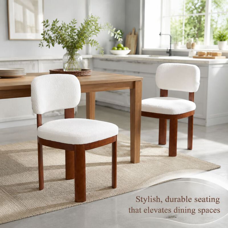 GOODSILO Farmhouse Armless Wooden Dining Chairs Set of 2, Upholstered Fabric Side Seating for Dining Room, Kitchen, Living Room & Caf&eacute; image number 4