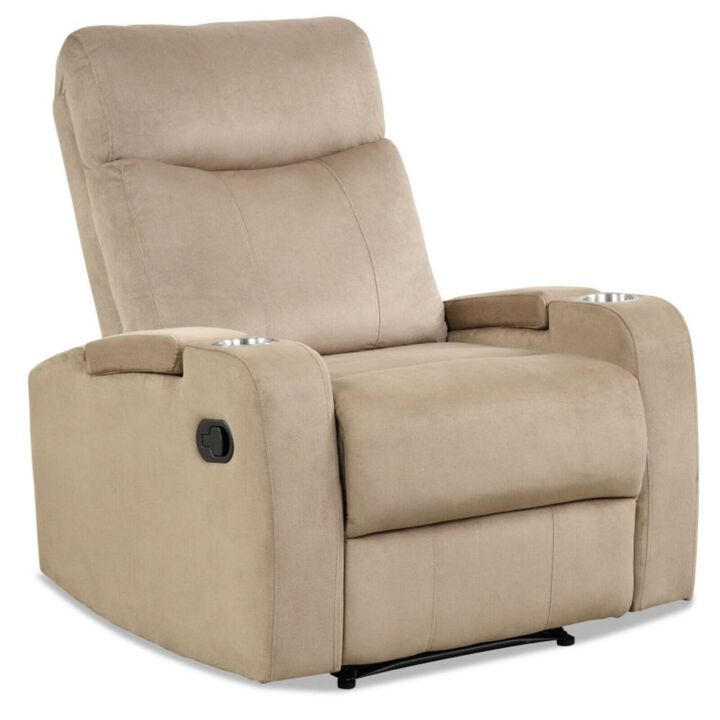Hivvago Recliner Chair Single Sofa Lounger with Arm Storage and Cup Holder for Living Room-Coffee
