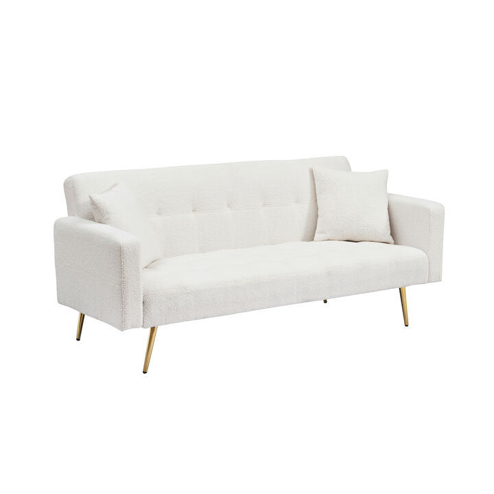 Merax 3 Seater Leather Feel Convertible Sofa Bed Futons