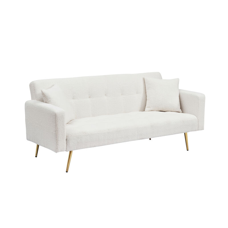 Merax 3 Seater Leather Feel Convertible Sofa Bed Futons image number 0