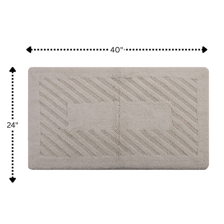 Knightsbridge Diagonal Racetrack 100% Cotton Reversible Bath Rug 24 X 40 Ivory