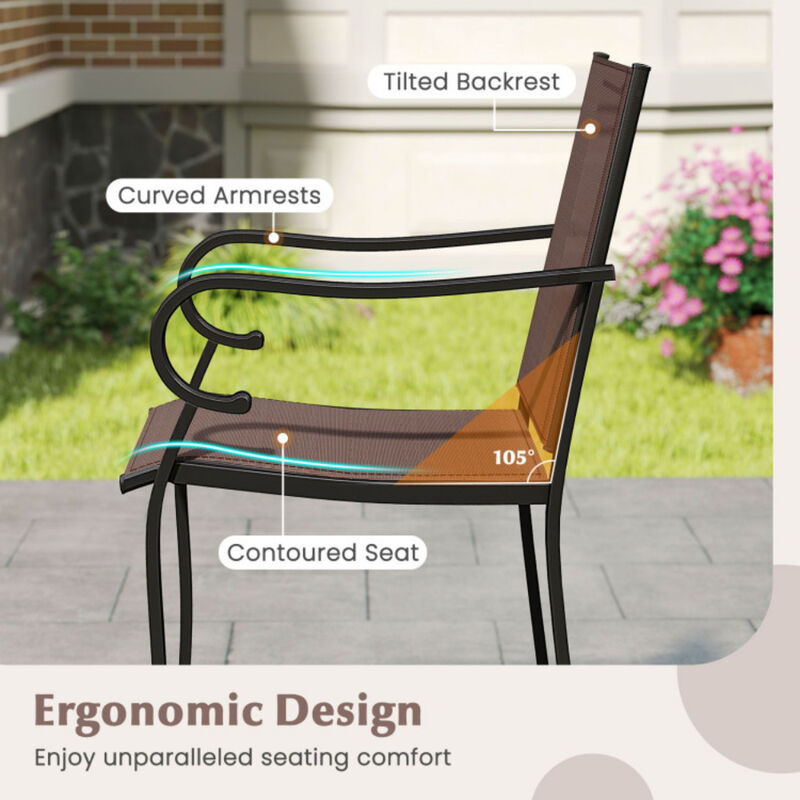 Outdoor Bar Stools Set – Counter Height Chairs with Ventilated Mesh Fabric