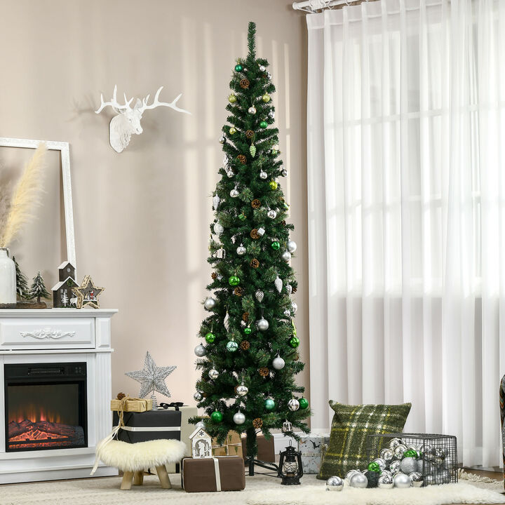 BreeBe 7.5FT Artificial Christmas Tree with Metal Base and Realistic Branches