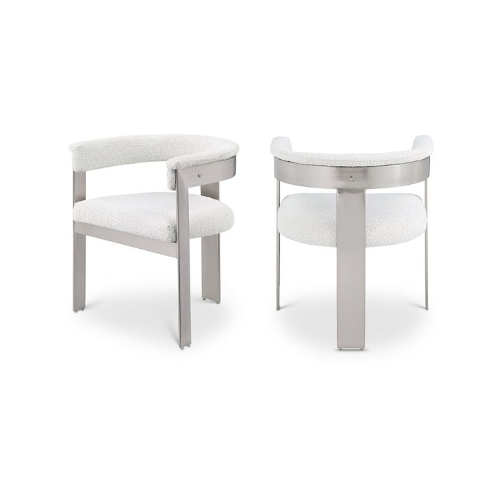 Meridian Furniture Romeo Cream Boucle Fabric Dining Chair, Set of 2