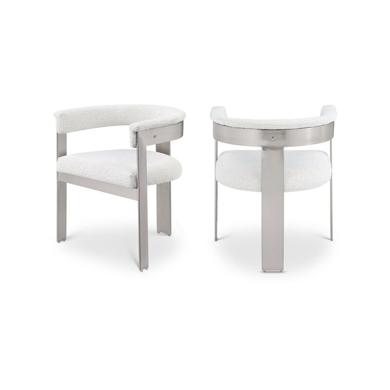 Meridian Furniture Romeo Cream Boucle Fabric Dining Chair, Set of 2