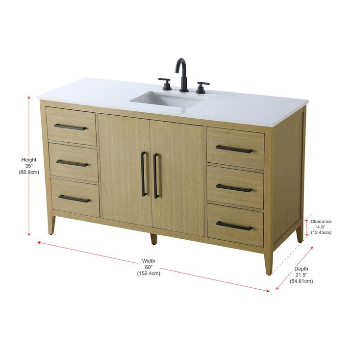 Elegant Kitchen and Bath 60 Inch Single Bathroom Vanity In Honey Brown