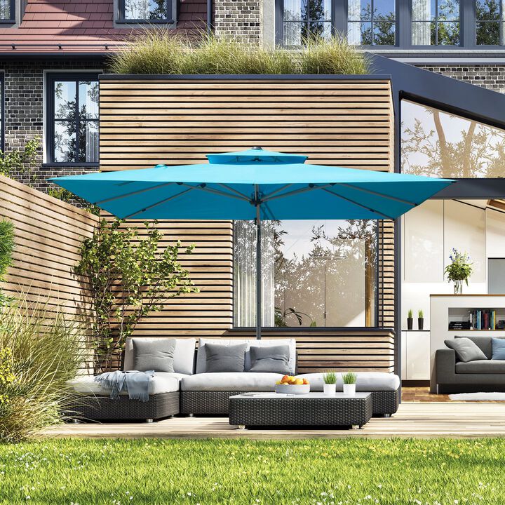 9 x 11 Ft Rectangle Cantilever Umbrella, Offset Patio Umbrella with Aluminum Center Pole (Base Not Included)