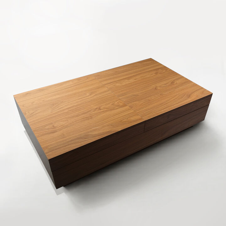 Extendable walnut table w/ storage, 47–82"