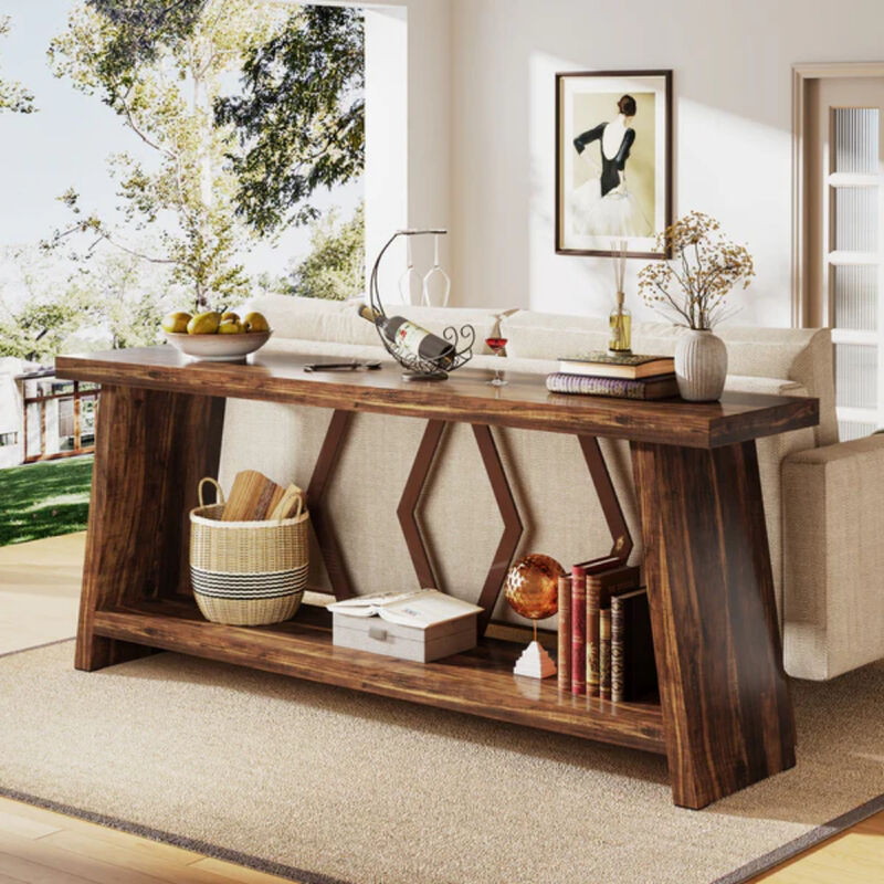 70.86-Inch Sofa Console Table with Storage for Living Room