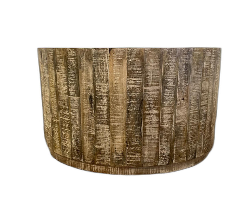 Solid Wood Round Coffee Table with Sturdy Base for Living Room and Lounge Spaces