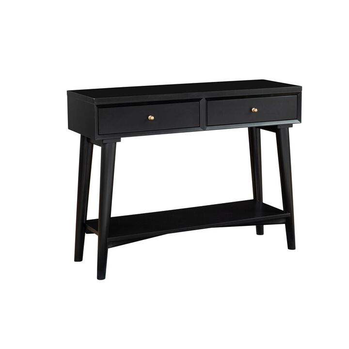 Console Table with 2 Drawers and Angled Legs, Black-Benzara