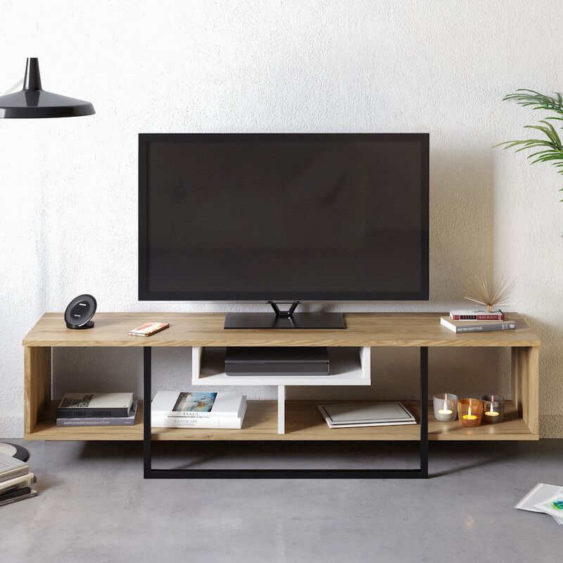 Decorotika Asal 59'' Tv Stand - Oud Oak & White