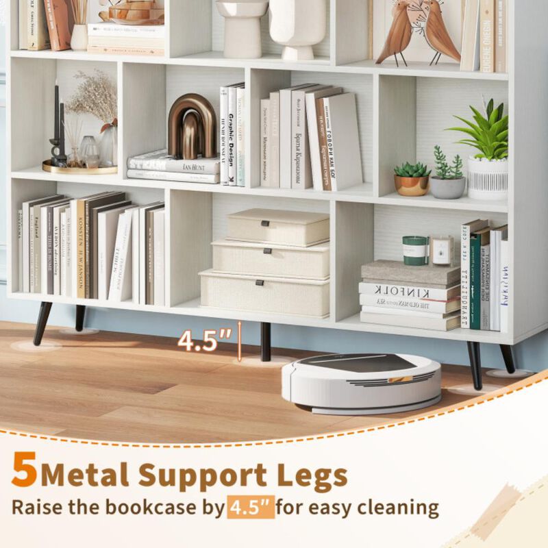 Hivvago Bookcase with 5 Tapered Metal Legs-10 Cubes