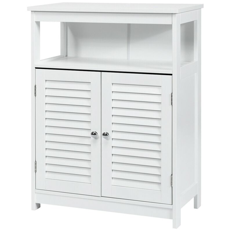 Wood Freestanding Bathroom Storage Cabinet with Double Shutter Door image number 6