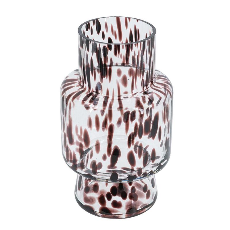 HomeRoots 10" Amber And Clear Abstract Glass Cylinder Table Vase image number 0