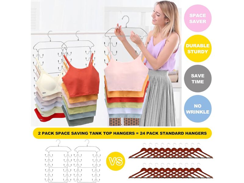 2 Pack Tank Top Hangers | Space-Saving 360&deg; Rotating Closet Organizer image number 1