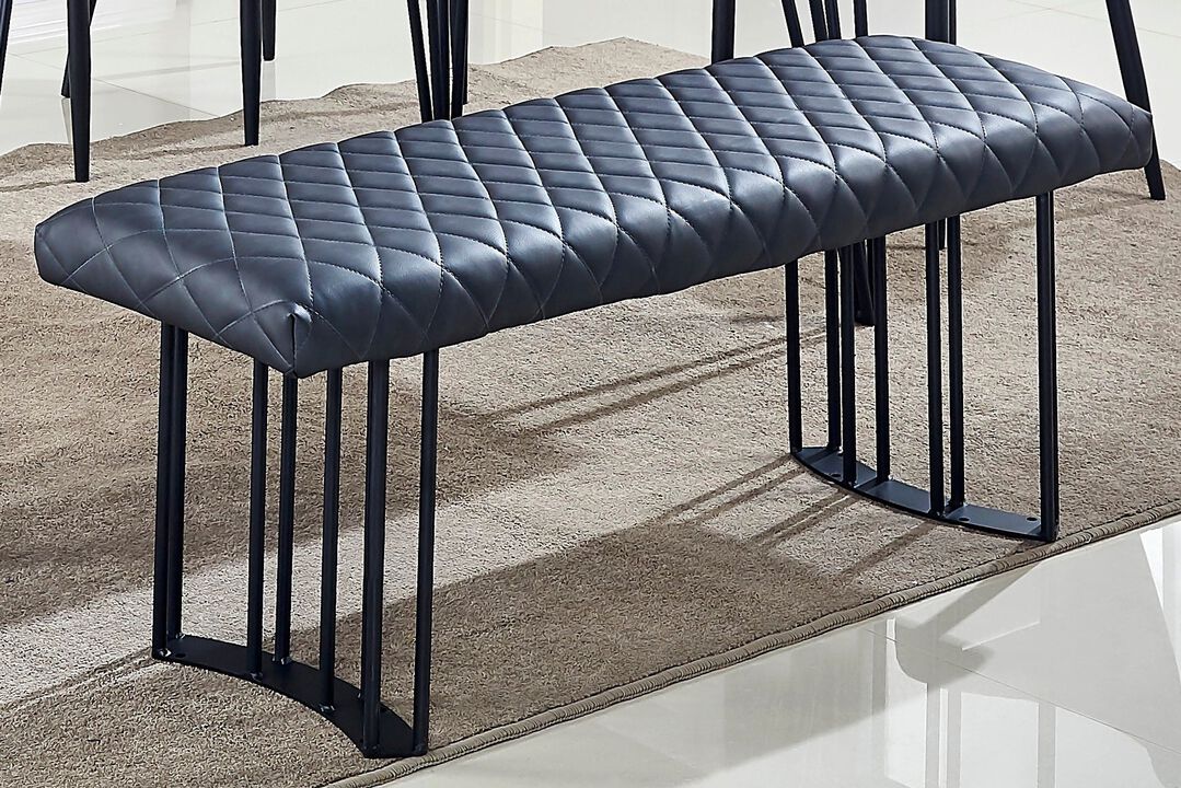 Contemporary Upholstered Dining Bench with Black Sanded