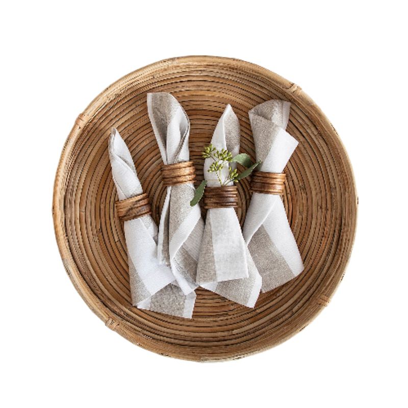 Linen Dinner Napkins - Cabana Stripe
