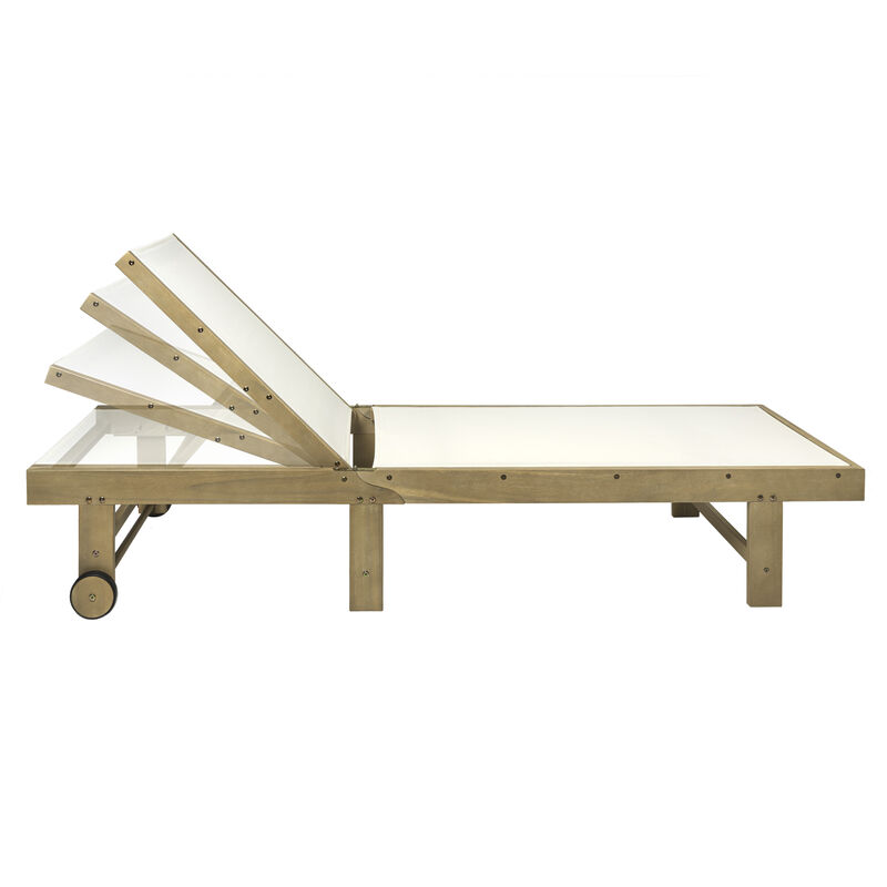 Trabuco Coastal Modern Acacia Wood Mesh 3-Position Outdoor foldable Chaise Lounge Set with Side Table image number 4